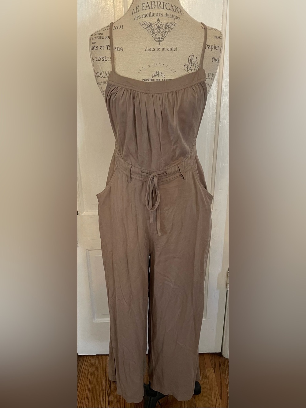 4/$20 Women's Taupe Wide-Leg Jumpsuit with Drawstring
